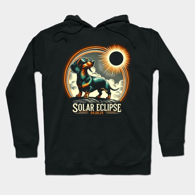 Dazzling Dachshund Eclipse: Unique Tee with Adorable Long-Haired Dachshunds Hoodie by ArtByJenX